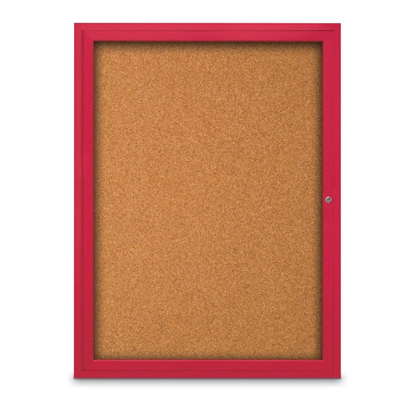 Slim Enclosed Corkboard, 18"x24", Satin Alum Frame/Rubber